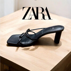 NWOT, ZARA, Elegant Black Strappy High-Heel Sandals, Size 38 👠